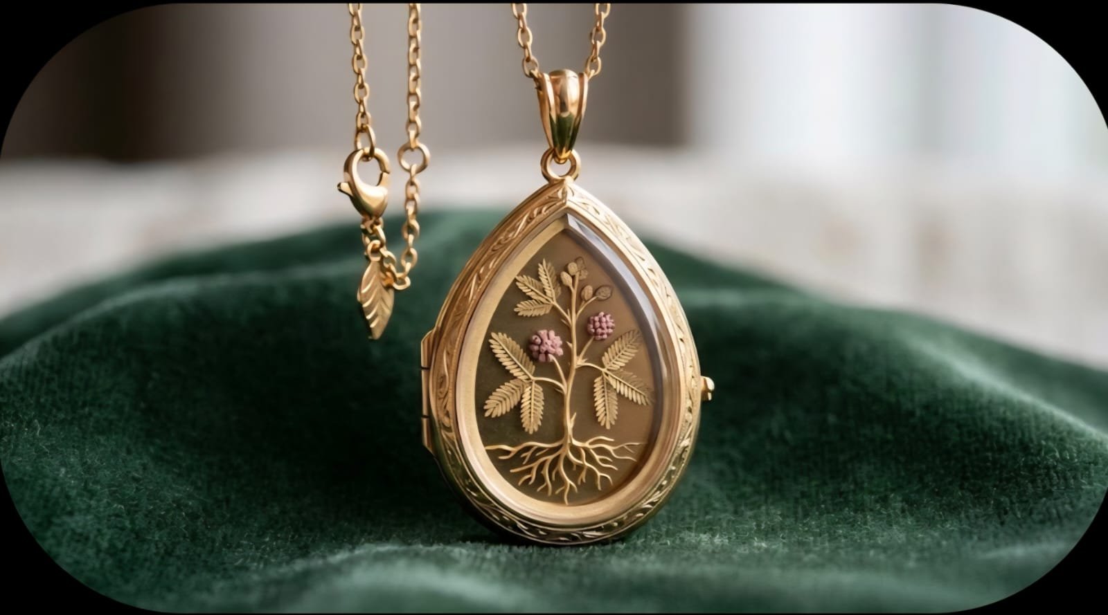 Gold Teardrop Locket Pendant